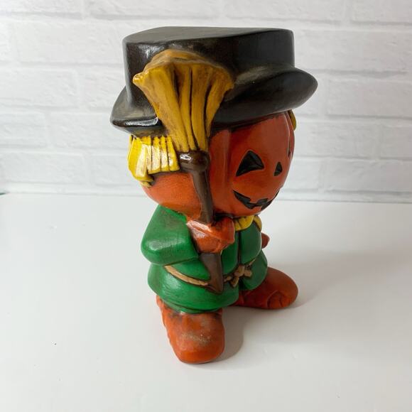 Vintage Halloween Jack O Lantern Scare Crow Statue Figurine 7" Fall Ceramic - Picture 4 of 8